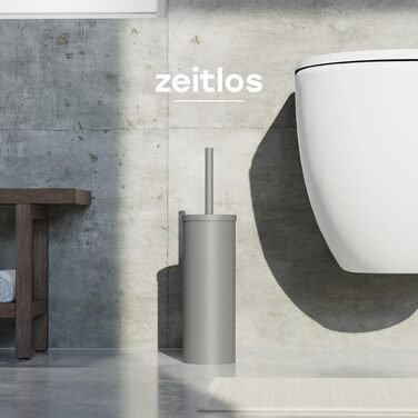 Торцева щітка для унітазу з нержавіючої сталі та силікону з дискретним тримачем - щітка для туалету з захистом від бризок, антибактеріальна, сіра