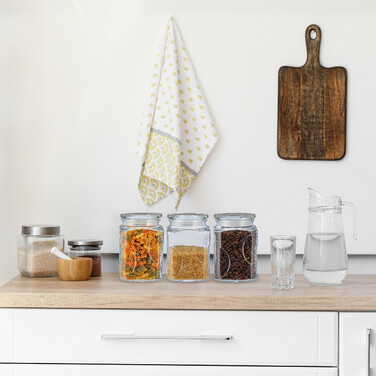 Relaxdays Set of 6 Storage Jars with Lids, 750 ml