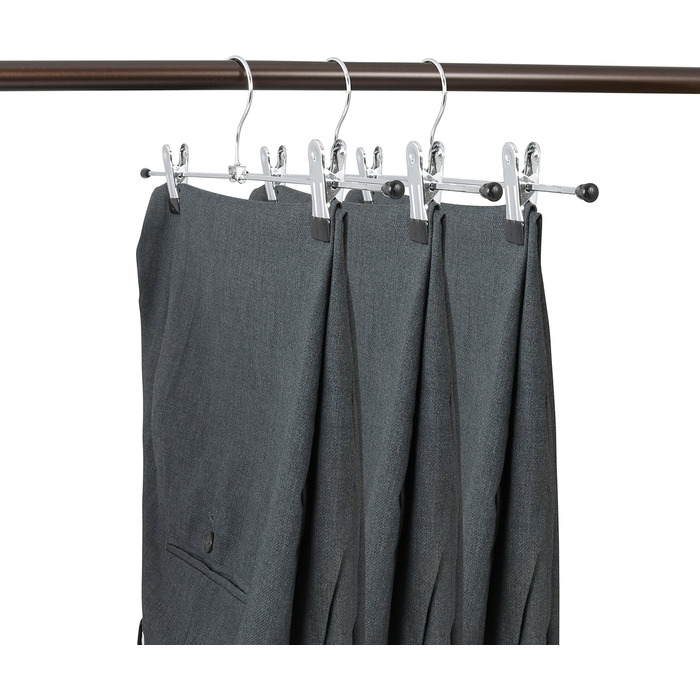famy.Shop 10-Piece Metal Clothes Hangers Pant Hangers Trouser Clips Non-Slip Rubberized Chrome Plated, approx. 40x11.5cm