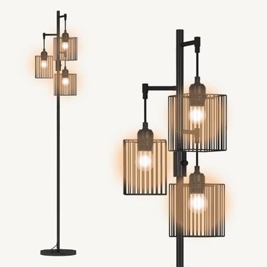 Стійка лампа YU YUSING з полицями, LED, 1.6м, для вітальні, спальні, офісу (біла/чорна)