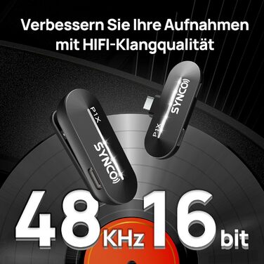 Бездротовий мікрофон-петличка SYNCO P2ST для iPhone 15/16/17 та Android (USB-C, HiFi, з чохлом для зарядки)