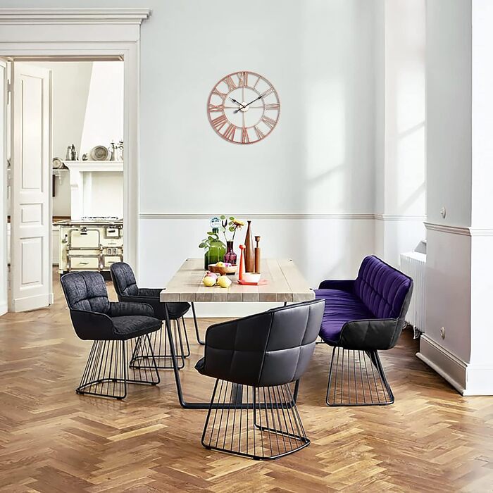 Великий настінний годинник Casa Chic 60 см для кухні, вітальні, ванної, безшумний кварцовий механізм, металевий, сучасний вінтаж, для вулиці, біло-золотий