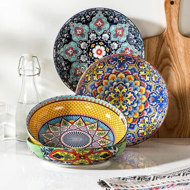 Набір салатників та тарілок HENXFEN з порцеляни (4 шт.) - 1330 мл, богемський стиль