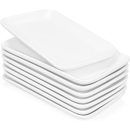 Набір сервіровочних тарілок UIBFCWN, 8 шт., 25,4 x 15,2 см, білий керамічний прямокутник для десертів, суші, салатів