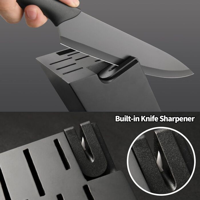 KATISUN 16-Piece Japanese Steel Knife Set with Block - Includes Sharpener, Cutting Board & Kitchen Shears - Dishwasher Safe