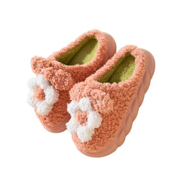 Жіночі та чоловічі халапи STAR FIRE з плюшу, з квітковим декором, антиковзаючі, теплі зимові халапи для дому, бавовна, розмір 40/41 EU, червона шкіра