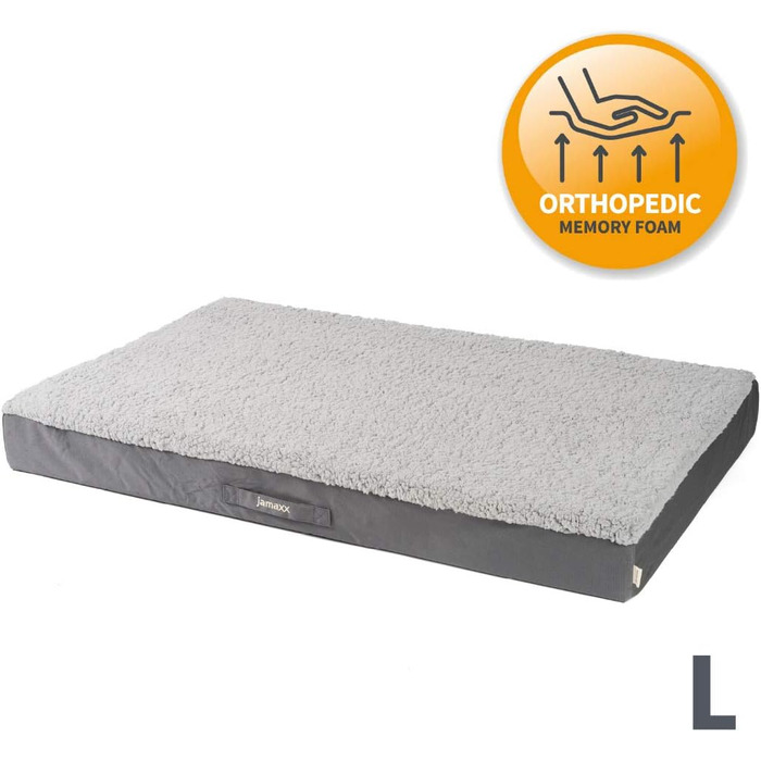 JAMAXX Orthopedic Dog Bed - Joint-Friendly Memory Foam Visco - Washable, Removable Lambskin Cover/Water-Repellent Oxford Fabric - Robust, Cozy Dog Bed PDB1012, 120x73 (L), Grey