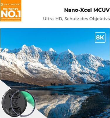 Фільтр UV K&F Concept Nano X-Serie 67mm з кришкою об'єктива, серветкою для чищення, HD, захисний фільтр з 28-шаровим нанопокриттям