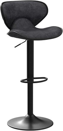 Alpha Adjustable Height Swivel Bar Stools 2-Pack with Backrest & Footrest - PU Leather Kitchen Bar Counter Stools (Grey)