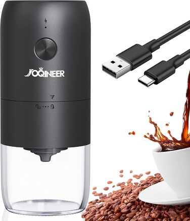 Portable Electric Coffee Grinder, Automatic Mini Coffee Grinder with Adjustable Coarseness, 1800 mAh, Rechargeable for Outdoor Camping Travel and Indoor Use