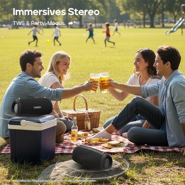Tribit StormBox Lava: Портативна Bluetooth колонка 80 Вт, чорна. Водонепроникна (IP67), 24 год, Bluetooth 5.4, EQ, Bass Boost, TWS для вечірок, пляжу, кемпінгу