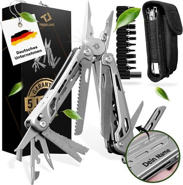 Premium Multitool [Stainless Steel] Survival Multifunction Knife, Perfect Camping Accessory, Multifunction Tool [27 Functions], Pocket Knife, Protected Design (Forge Pro, Personalized)