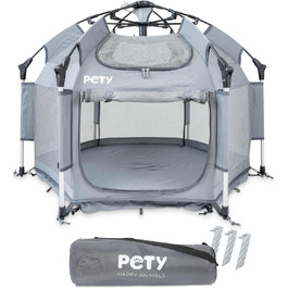 Клітка-вольєр для собак Pety - 100 x 60 см, мобільна переносна клітка з сумкою та кілочками - для відпочинку на природі та вдома - аксесуари для собак, подорожей та кемпінгу, колір антрацит