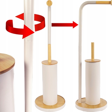 Стильний тримач для туалетного паперу з ергорегічним йоржиком для унітаза, бежевий бамбук та сталь