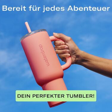 Waterdrop Thermobecher 1.1L Insulated Stainless Steel Tumbler with Straw - Leakproof, Durable, Keeps Drinks Cold for 12 Hours
