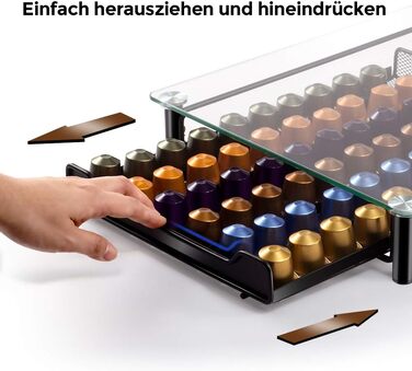 Тримач для капсул Nespresso MASTERTOP - органайзер для 60 капсул, скло, з мікрофіброю
