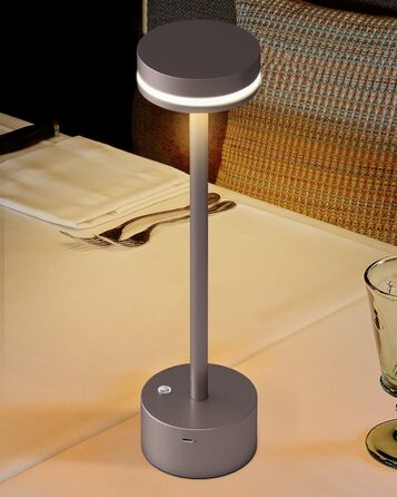 LED настільна лампа з акумулятором, бездротова, з торшером, сенсорне керування, алюмінієвий корпус, 3 режими димування, 4000mAh, 3000K, для обіднього столу, вітальні (срібна)