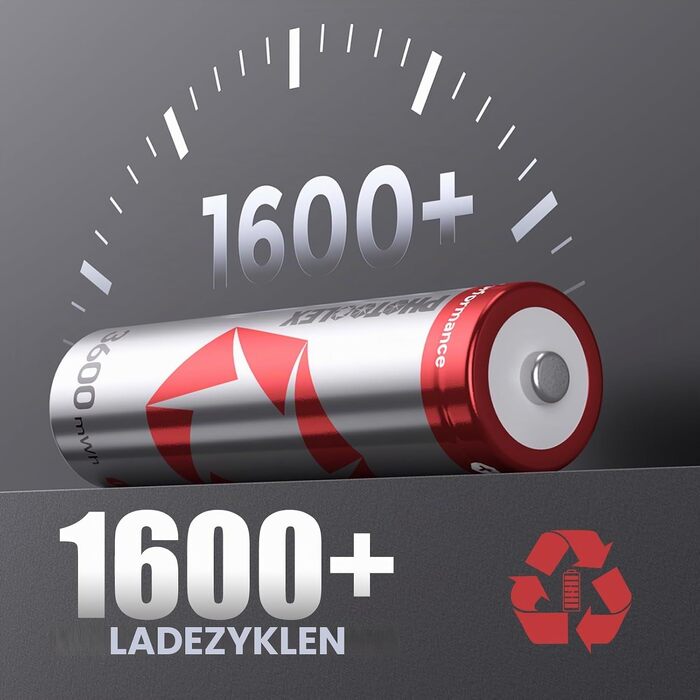 Акумулятори PHOTOOLEX AA Li-ion 1.5V 3000 mWh, комплект 8 шт. з кейсом для зберігання та зарядки
