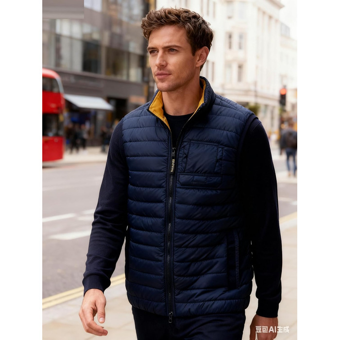 Чоловіча степкова жилетка Krumba для зими: тепла жилетка з утеплювачем для прогулянок, вихідних та активного відпочинку (3XL, темно-синій)