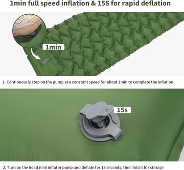 Саморозкладаючий килимок для кемпінгу TVWVT: легкий, з помпою, для подорожей та рюкзака