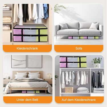 Коробки для зберігання під ліжко (4 шт) 90л з кришкою, прозорі, великі, складні, з ручками. Підходять для постільних речей, подушок, одягу.