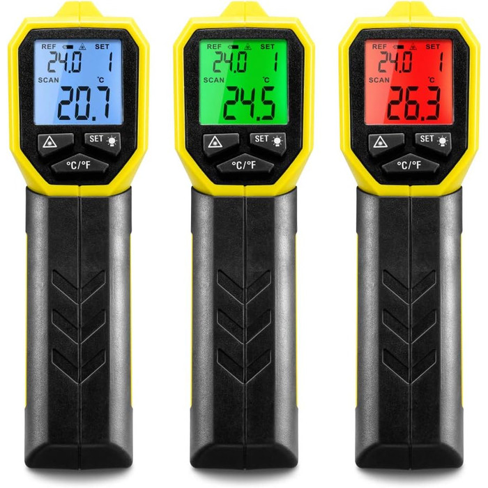 Інфрачервоний термометр Trotec BP21 з лазерним цілевказівником – вимірювання температури від -35°C до +800°C, визначення точки роси, пірометр (-50°C / +380°C)