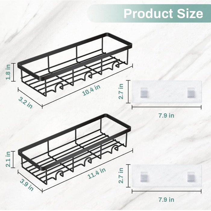 Органайзер для душу Oasiteege: 2 шт. - тримач для шампуню, полиці для зберігання, кріплення на присоску для ванної, кемпінгу, декору ванної кімнати