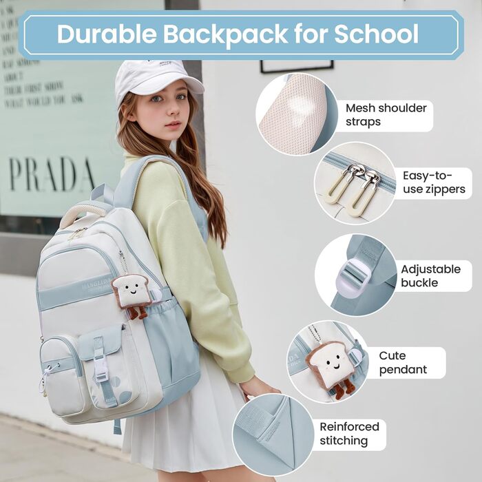 Шкільний рюкзак для дівчаток - водонепроникний, легкий, стильний, з великою місткістю, для 3-9 класів, ніллон, фіолетовий (8534# Blu)