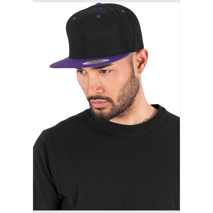 Кепка бейсболка Flexfit Unisex Classic Snapback двоколірна, універсальний розмір, чорний/пурпуровий