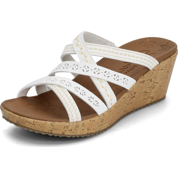 Босоніжки жіночі Skechers Beverlee Tiger Posse на танкетці, білі - 39 EU (широкі)