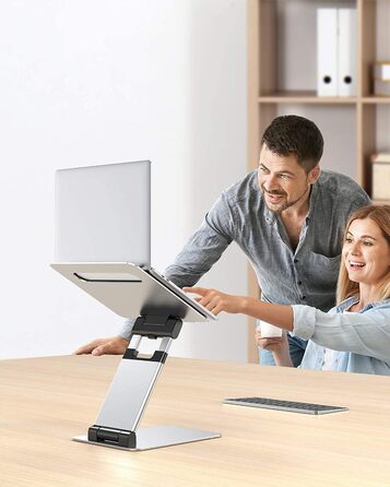 NULAXY Adjustable Laptop Stand - Ergonomic, Portable, Foldable - Supports up to 10kg, Compatible with 10-17 inch Laptops - Space Grey