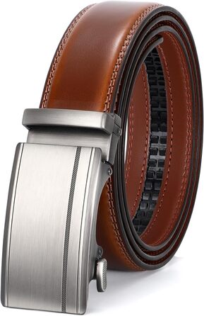 Чоловічий шкіряний ремінь WHIPPY Automatik з регулюванням, ширина 35 мм, колір D-brown, довжина 130 см (підходить для штанів 101-115 см)