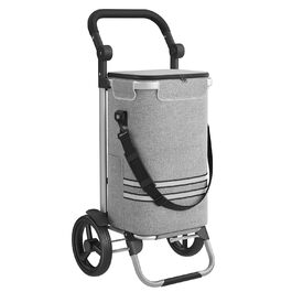 SONGMICS Shopping Trolley, Trolley, Shopping Cart with Cooler Compartment, Large, 35 Liters, Foldable, Shopping Bag with Wheels, Detachable Bag, Gray KST02GY