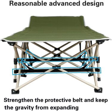 Ліжко-розкладачка Yaheetech для кемпінгу, зелене, до 150 кг, з бічною кишенею та сумкою для транспортування