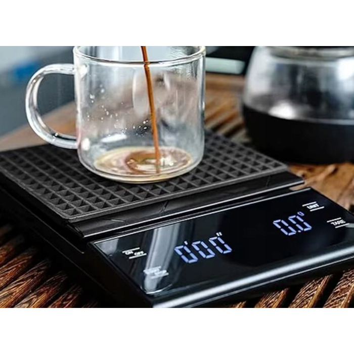 Прецизійні кухонні ваги 3000г / 0,1г з таймером для заварювання кави