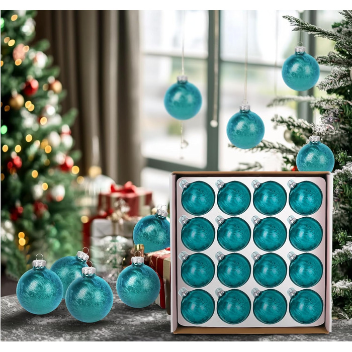 Скляні кулі для прикраси ялинки Hengsong, 24 шт., чорні та золоті, 6 см