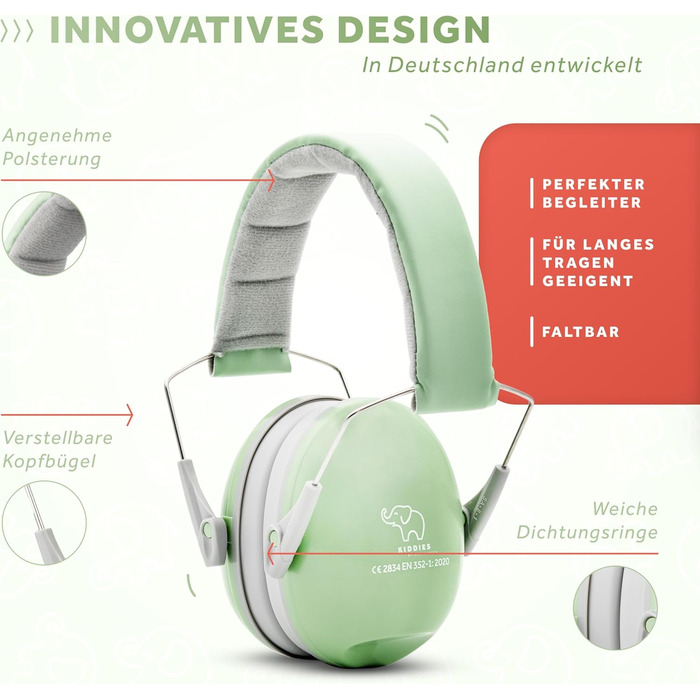 Schallwerk® Kapselgehörschutz Kiddies (Matcha Green) – навушники шумозахисні для дітей, преміум-якість, захист від шуму, ідеальні для повсякденного використання та заходів