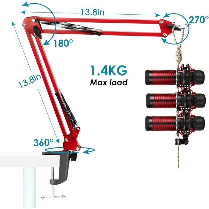Кріплення для мікрофона HyperX QuadCast/ProCast червоне від YOUSHARES, професійний штатив-кріплення для мікрофонів
