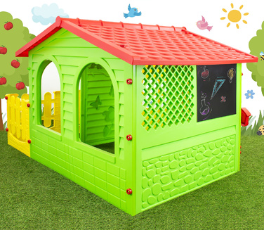 Дитячий ігровий будинок Mochtoys із пластику, з огорожею та гіркою