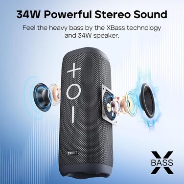 Tribit StormBox 2: Портативна Bluetooth колонка 34 Вт, IPX7, 24 год, XBass