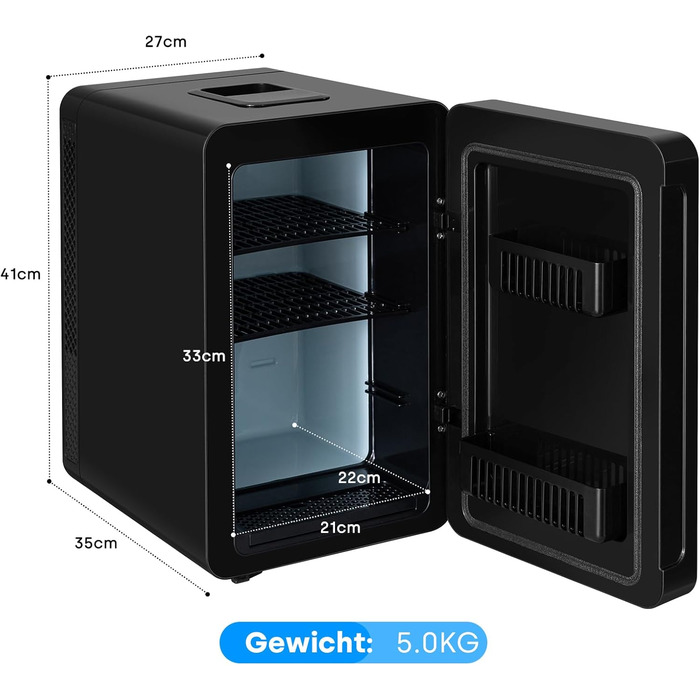 Міні-холодильник Enventor 15 літрів: для косметики, ігор, авто. Нагрів/Охолодження, тихий, портативний, чорний