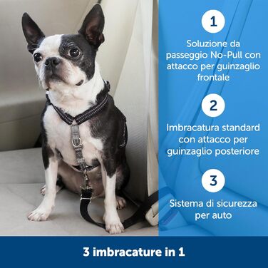 Нашийник-шлейка PetSafe 3-в-1 для собак, з анти-тягнучим кільцем та ременем для авто, розмір L, чорний