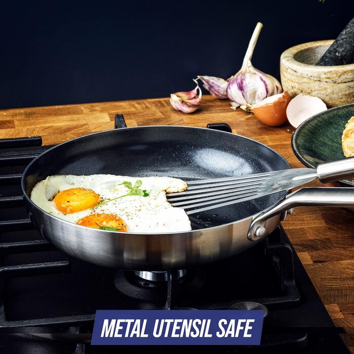 Набір посуду Blue Diamond Cookware Tri-Ply з нержавіючої сталі з алмазним покриттям, 2 шт (24 см & 26 см), сумісний з індукцією, для плити та духовки, не містить PFAS