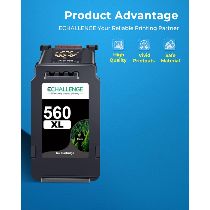 Комплект картриджів ECHALLENGE PG-560XL та CL-561XL для принтерів Canon Pixma TS5350, TS5351, TS5352, TS5353, TS7450, TS7451 (чорний, кольоровий, 2 шт)
