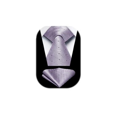 Краватка Enlision для чоловіків у клітинку з кишеньковим хустиною, формальний/діловий стиль (фіолетовий)