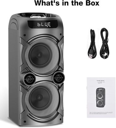 Bluetooth колонка з LED підсвіткою, пультом ДУ, підтримкою TF/USB, записом звуку, для дому та вечірок (чорна)
