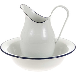 SIDCO Wash Basin + Jug Shabby Basin + Can Wash Set Vintage 2 pcs blue