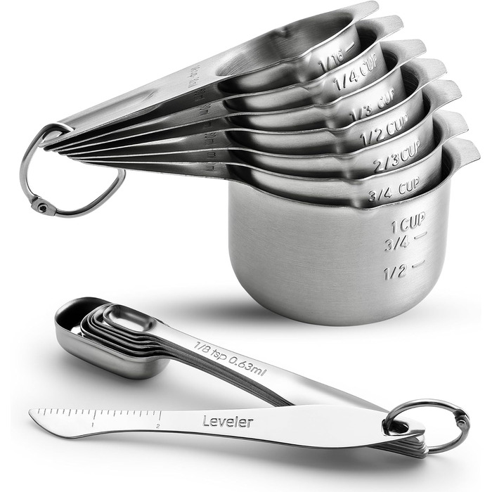 Набір мірних ложок та кухоль Spring Chef з нержавіючої сталі (14 шт.)