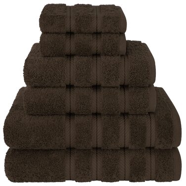 Набір розкішних рушників American Soft Linen з преміум турецької бавовни, готельна серія, 6 предметів, шоколадний коричневий