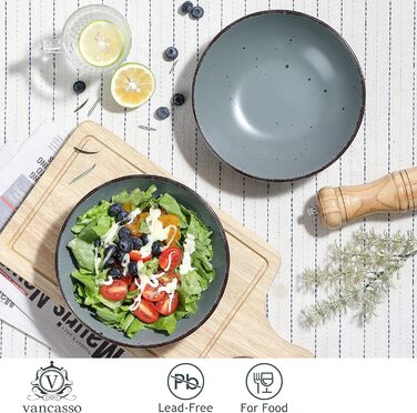 Набір тарілок Vancasso MODA Steingut (8 шт.) 800 мл, сірий: супові, для пасти, салатні